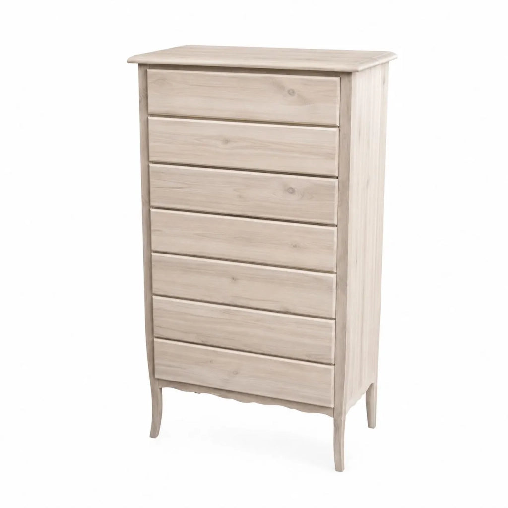 Cassettiera 7 cassetti in legno grezza l.85 p.47 h.139 (3031) - Mobili 2G