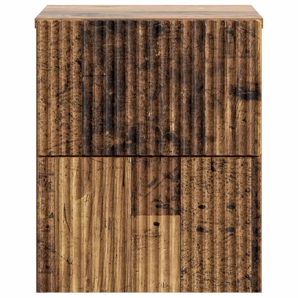 Mobiletto da notte a muro 2 pcs Legno antico 33 x 34,5 x 40 cm 898482