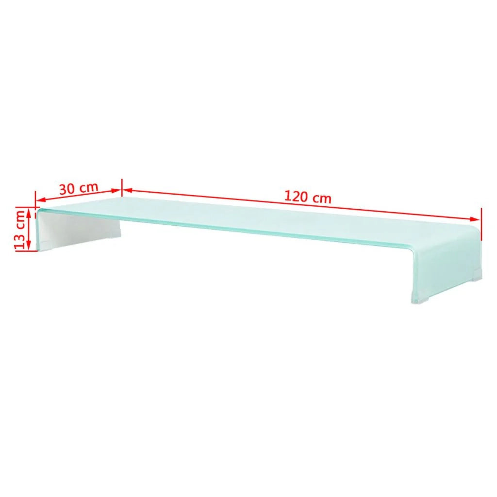 Pratico supporto TV/buffet/supporto per monitor di design per TV in vetro bianco da 120 cm 2502225