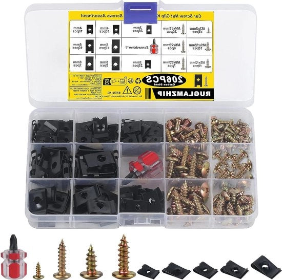 Kit di clip per viti a piatto inclusivo di 100 viti a piatto - viti a piatto a U per carrozzeria - viti a piatto per auto - clip per bordo portiere a carrozzeria