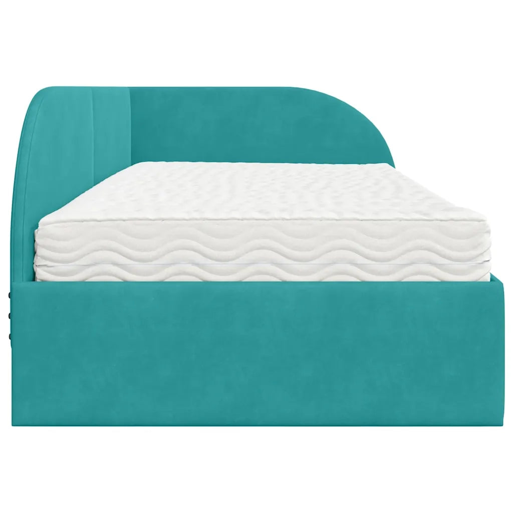 Struttura Letto Angolare con Materasso 2 pz-Giroletto con materasso Turchese Velluto 734202