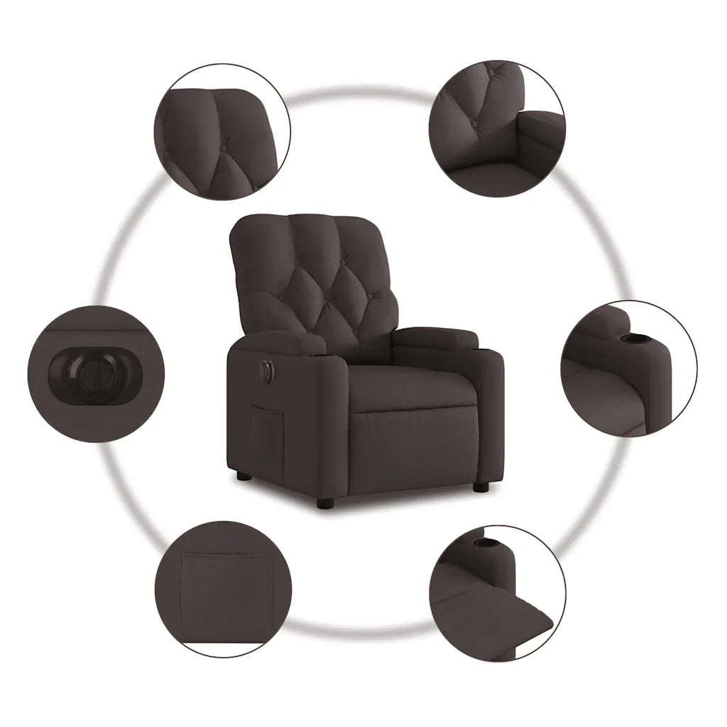 Poltrona | Sedia Relax Elettrica Reclinabile Marrone Scuro in Tessuto