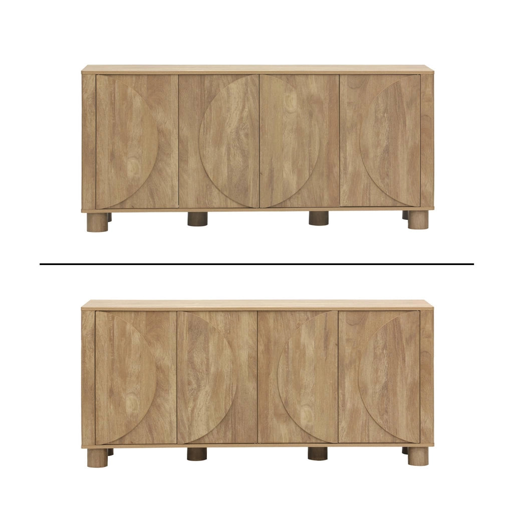 Credenza esotica effetto legno di mango 4 ante, 155cm, effetto legno