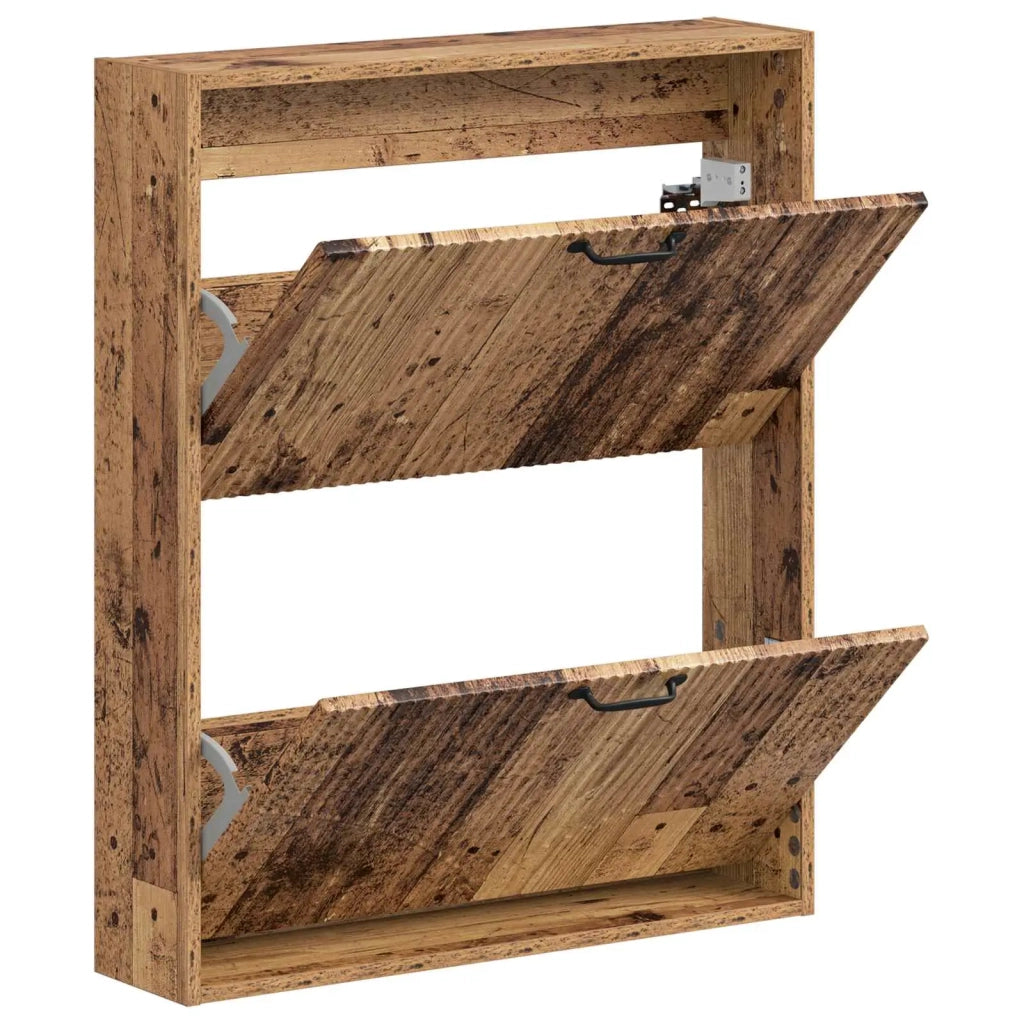 Mobiletto per Scarpe da Muro HOORN 71 x 17 x 86 cm Legno antico 897303