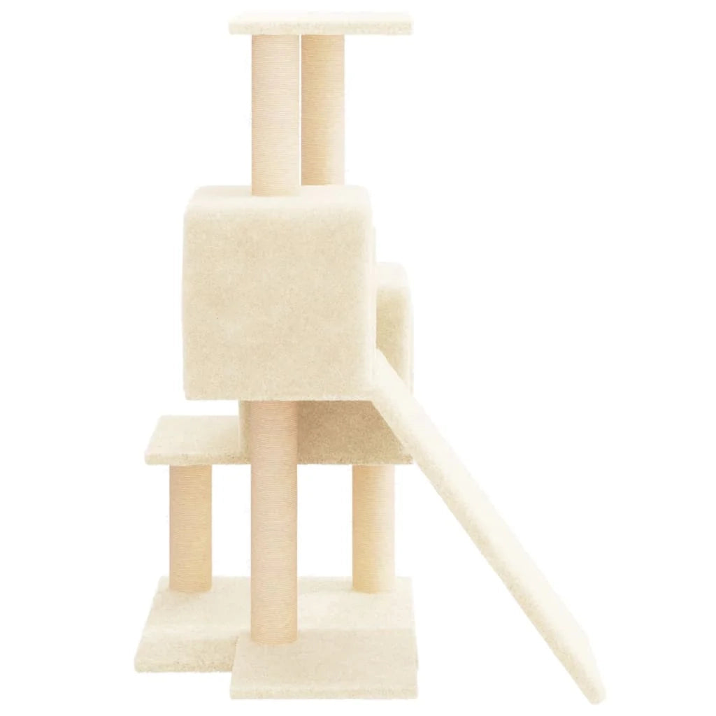 Tiragraffi per gatti torre per arrampicata giocattolo piattaforma per arrampicata con tiragraffi in sisal 82 cm crema 02_0022522
