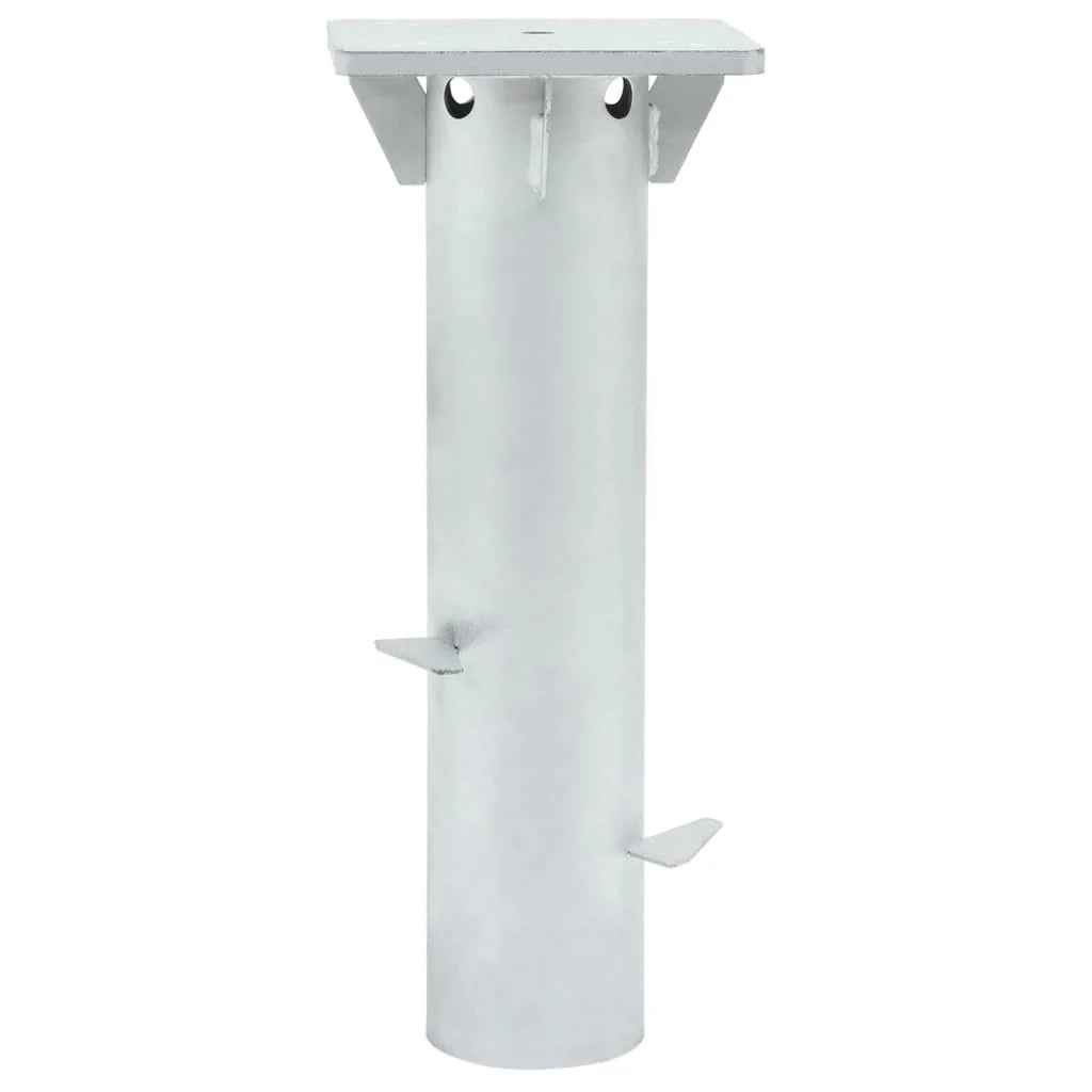 Base per ombrellone da interrare 16 x 16 x 39,5 cm stabile e salvaspazio in acciaio argentato 02_0056360