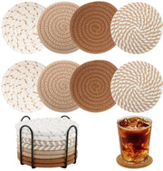 Set di sottopiani per bicchieri, 8 pezzi, sottopiani per bicchieri, bevande, bar, tazze, sottopiani per bevande, sottopiani antiscivolo per tavolo, sottopiani in cotone intrecciato.