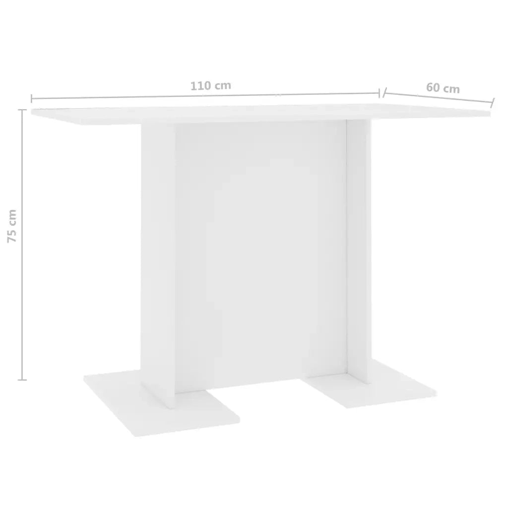 Tavolo da Pranzo Bianco 110x60x75 cm in Legno Multistrato 800243