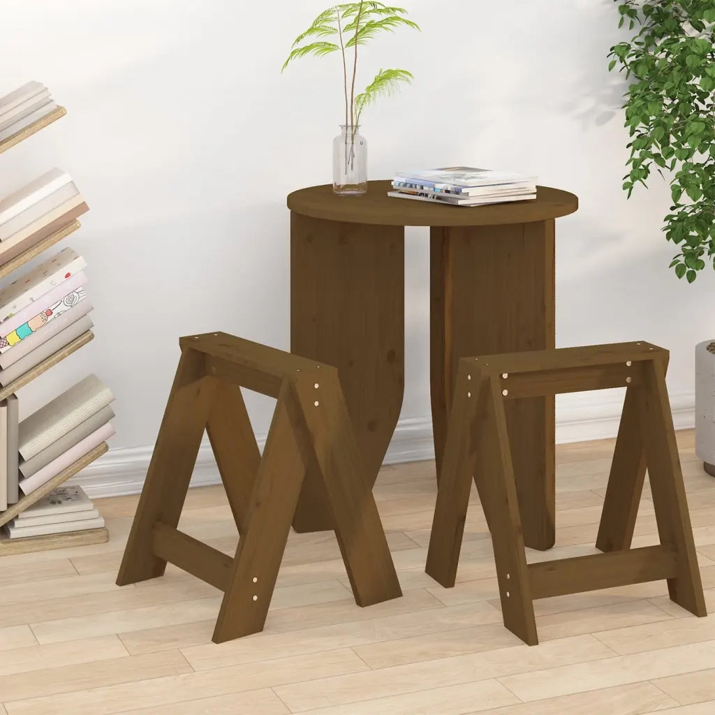 Sgabelli 2 pz Miele 40x40x45 cm in Legno Massello di Pino cod mxl 50191