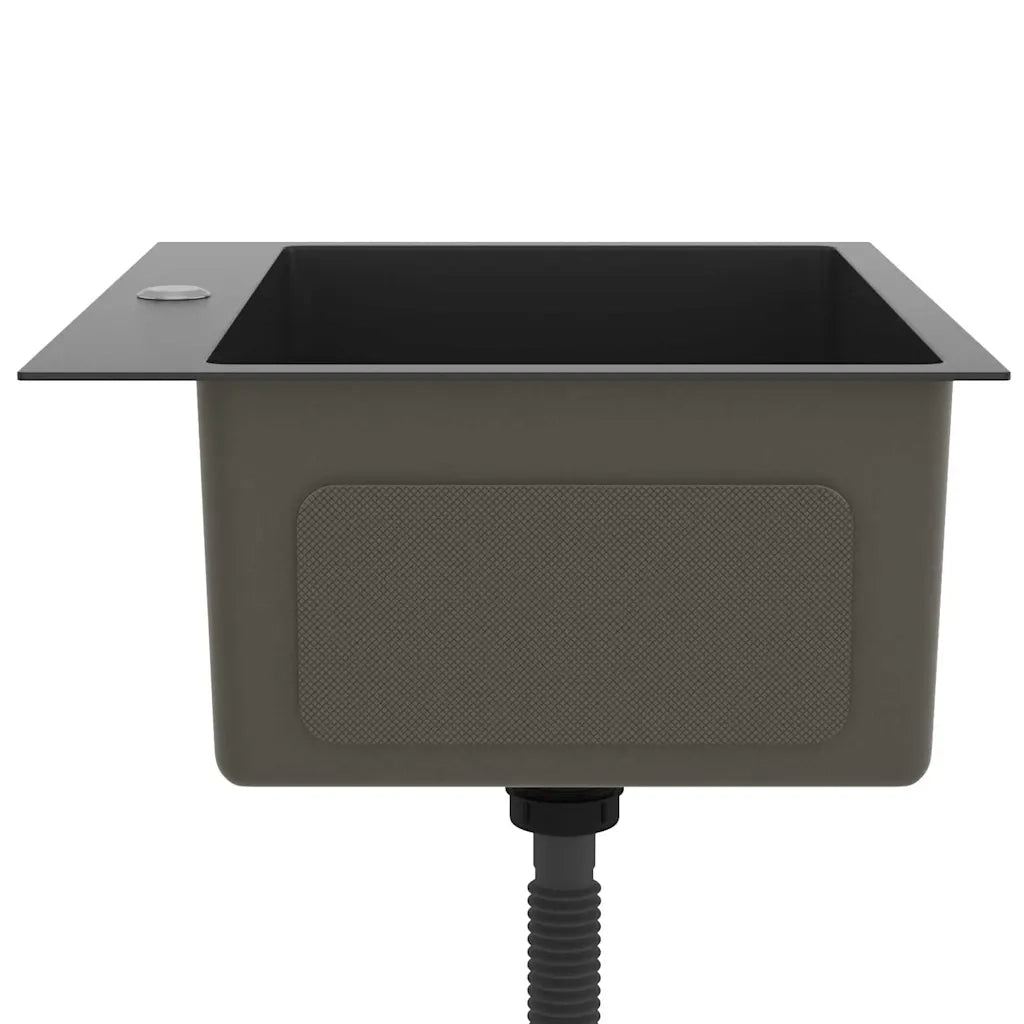 Lavello da Cucina Lavorato a Mano-Lavandino-Lavabo Nero Acciaio Inox 233038