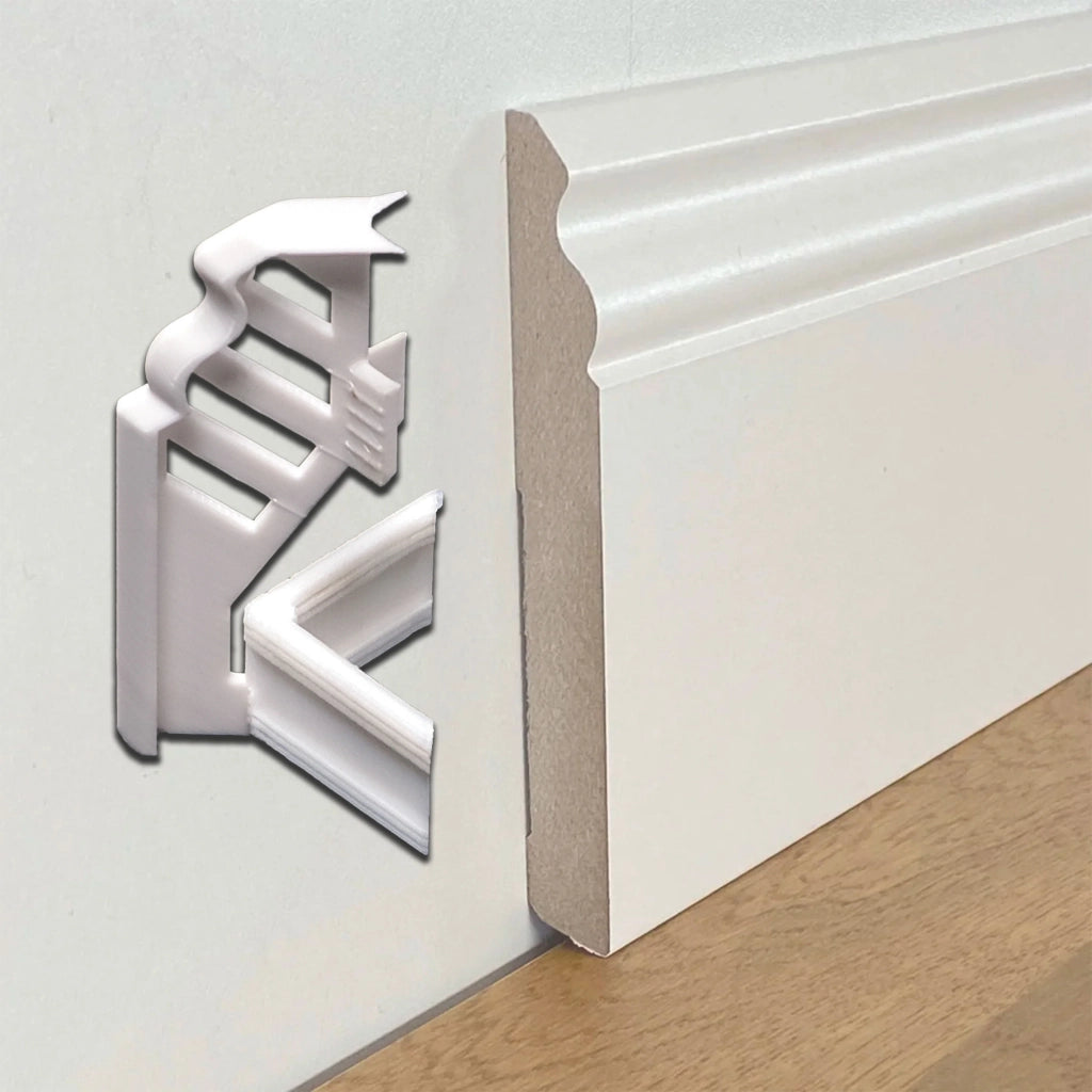 Kit N.5 Proteggiangoli esterni coordinati ai nostri Battiscopa in fibra di legno bianchi - Ducale 120x15 fibra di legno SKU-6077 bianco