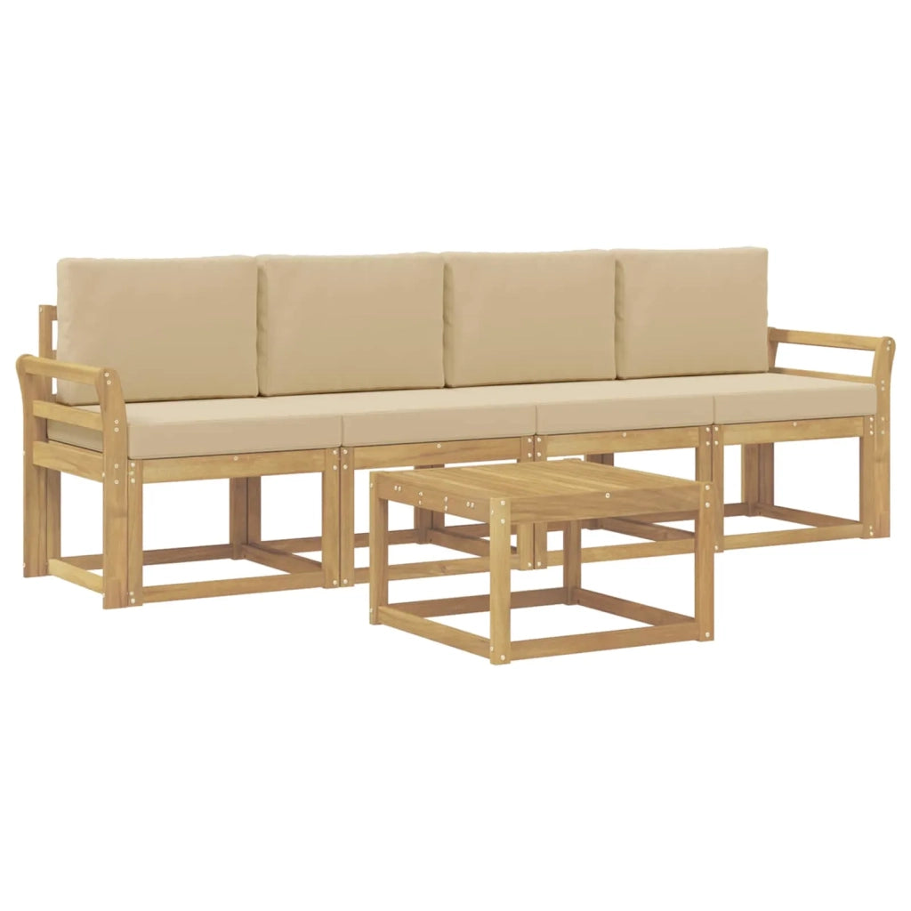 Set di divani da esterno 5 pz Bianco e Beige 3387212