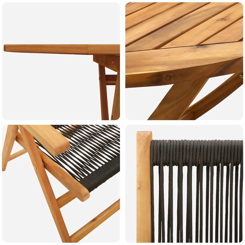 Set da Pranzo per Giardino 5 pcs Nero Legno di Acacia Massello 3375736