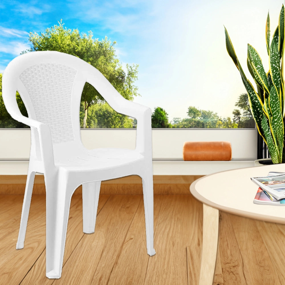 SET 4 SEDIE DA GIARDINO KORA IN POLIPROPILENE COLORE BIANCO 55 X 54 X 82 CM