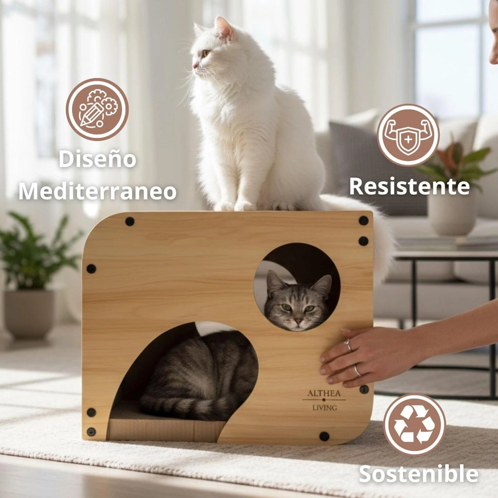 Gatto tiragraffi CARABELA nido con tunnel integrato 3 in 1 34 x 44 x 25 cm