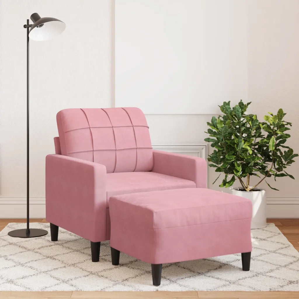 Poltrona con Poggiapiedi Rosa 60 cm Velluto 3278260