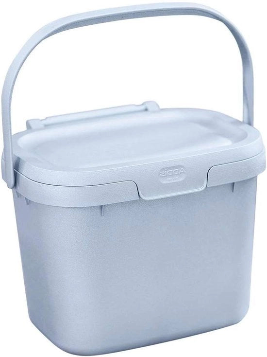 Compostiera in plastica riciclata per rifiuti organici in grigio chiaro
