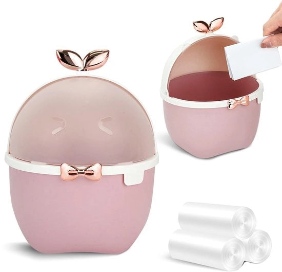 Mini-prigione con coperchio, prigione kawaii con 3 sacchetti di rifiuti, prigione cartoon-animale per camera da letto dei bambini, ufficio, auto, cucina, bagno, 19,5 * 15 * 15 cm (rosa)