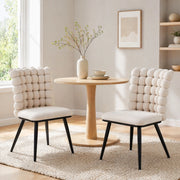 SEDIA DA PRANZO IN VELLUTO OFF WHITE CON GAMBE IN METALLO NERO