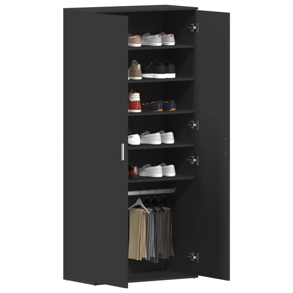 Mobile per scarpe Nero 80x39x180 cm Legno ingegnerizzato