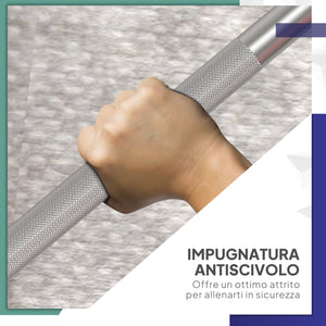 Set Bilanciere e Dischi da 30Kg Totali con 6 Pesi e 2 Dadi in Acciaio Rosso