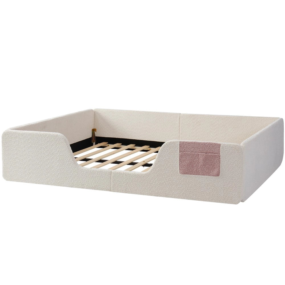 Letto Imbottito in Velluto ¨C Xylo ¨C 140x190, Beige, Senza Materasso
