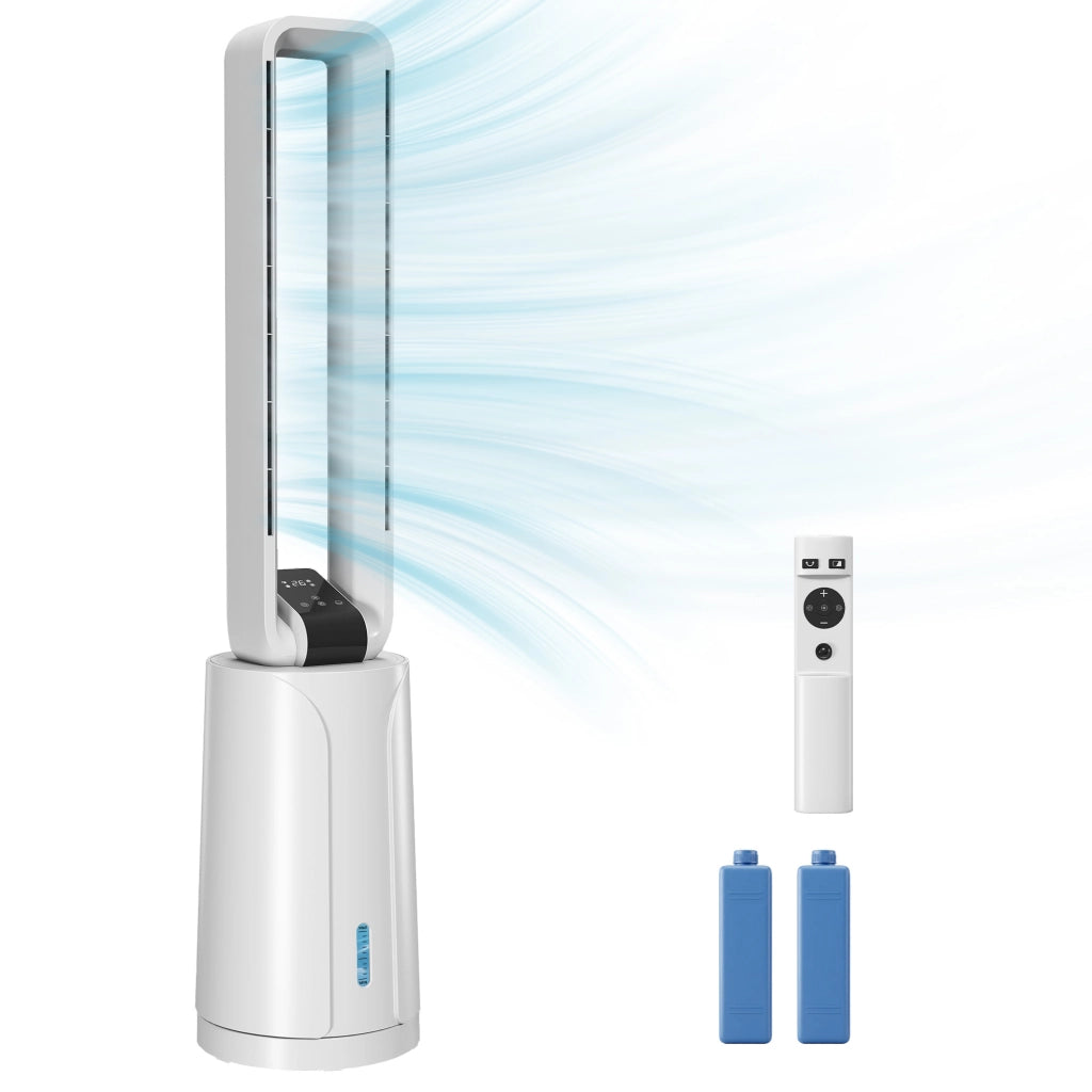 Raffrescatore Evaporativo 24,7x24,7x109,5 cm con Timer 15H e Telecomando in ABS Bianco