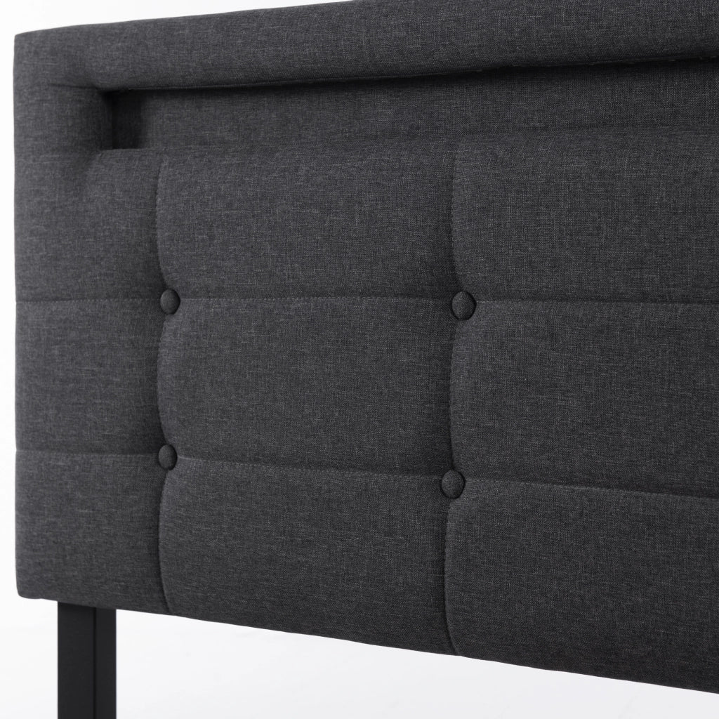 Letto matrimoniale – 140x200 cm – LED 4 cassetti con materasso – legno grigio