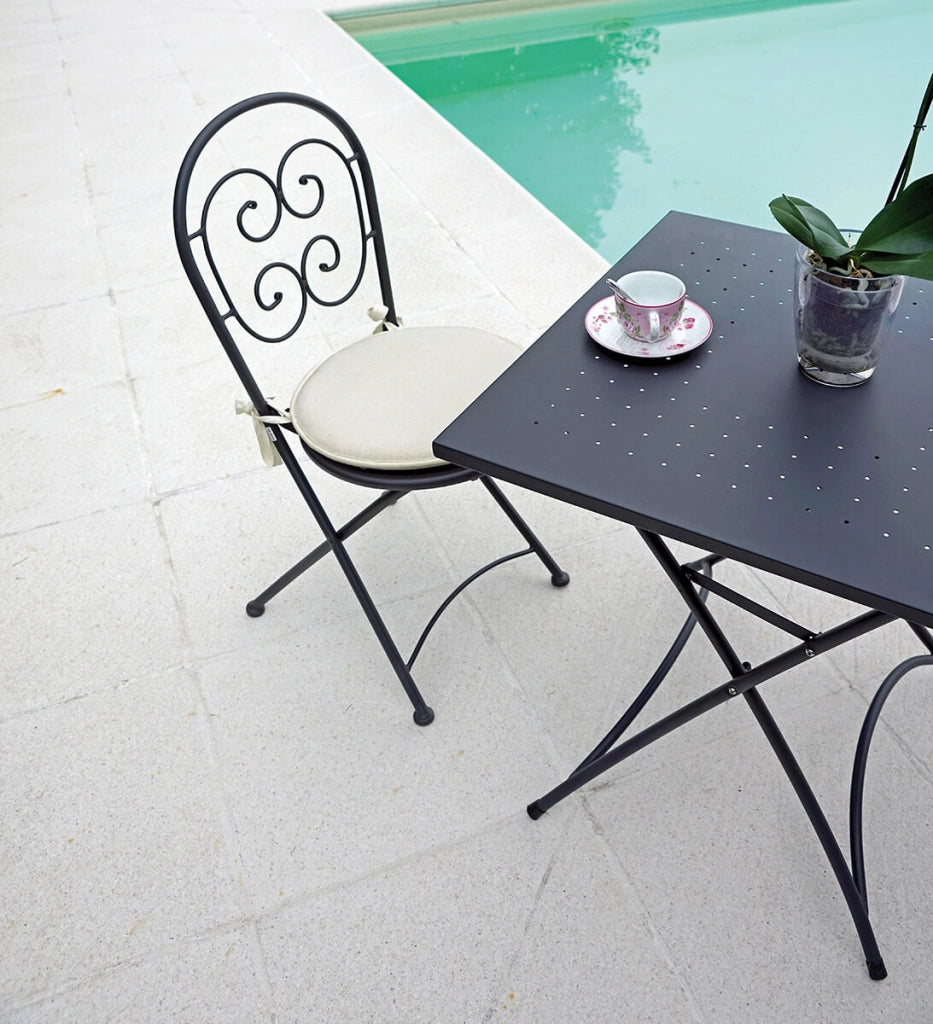 Tavolino Quadrato Pieghevole da Giardino 70x70 cm in Ferro Vorghini Orta Antracite