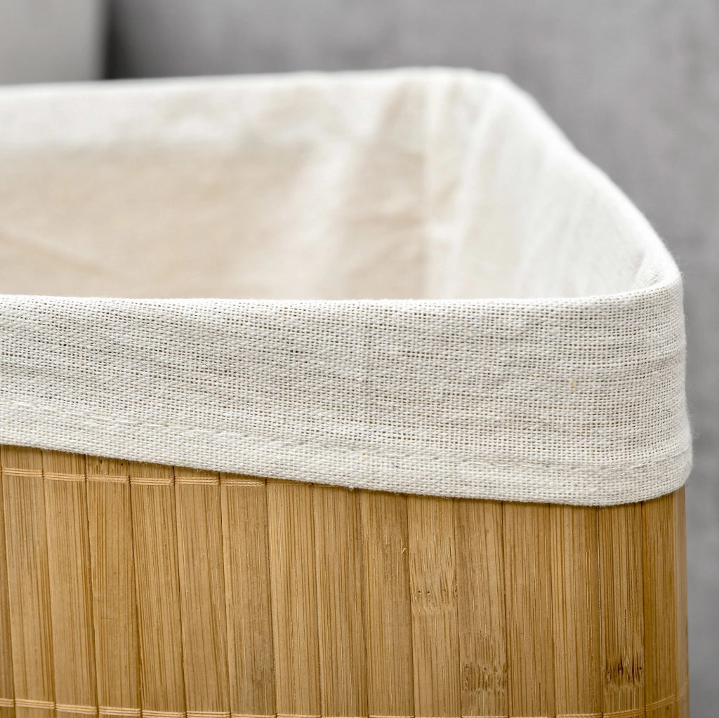 Cestino portabiancheria 38x38x57 cm con coperchio e sacco interno rimovibile in bambù naturale