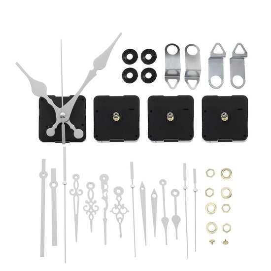 Set di meccanismi orari da 4 pezzi - Silenziosi meccanismi orari a quarzo - Indicatore orario - Kit di sostituzione - Materiale robusto - Adatto per orologi da parete