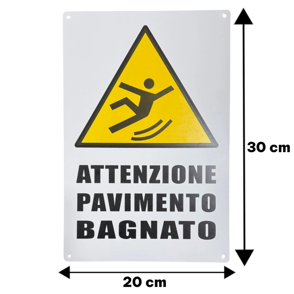 Cartello Attenzione Pavimento Bagnato 30x20 cm con 4 Fori 64504