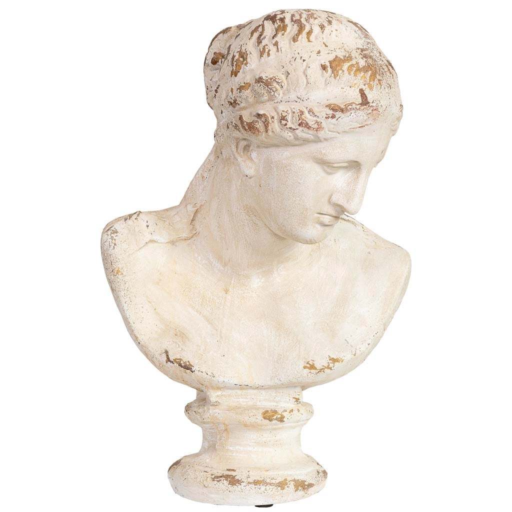 Figura decorativa, busto in magnesio bianco, cm 43x34x66h