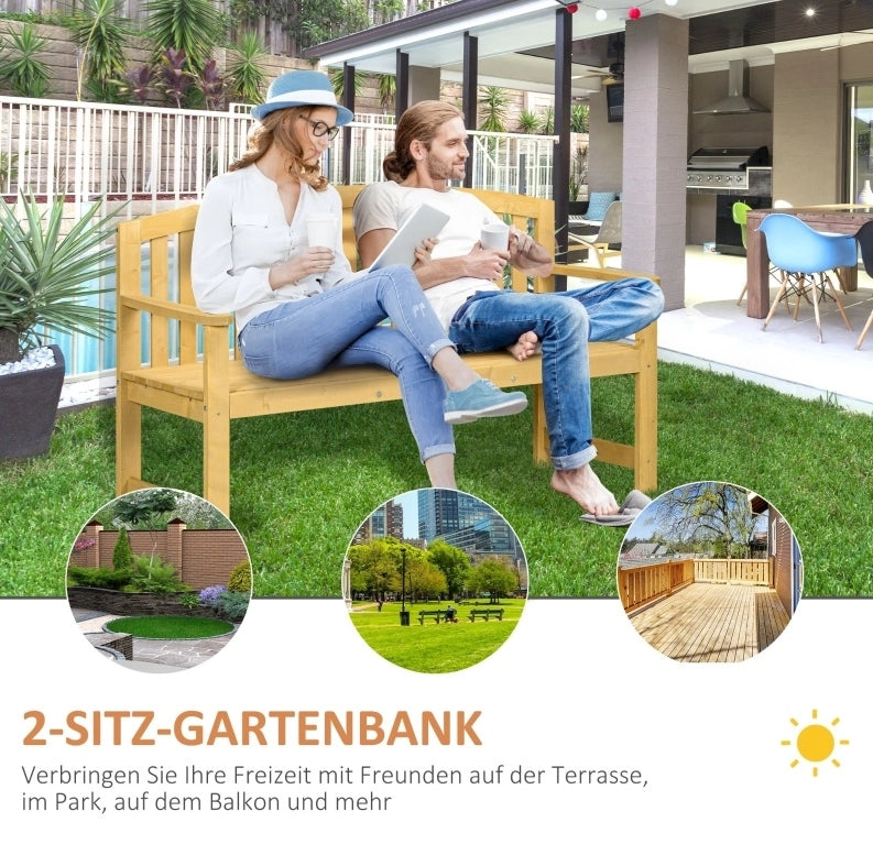 Panca da giardino in legno di abete arancione, 2 posti