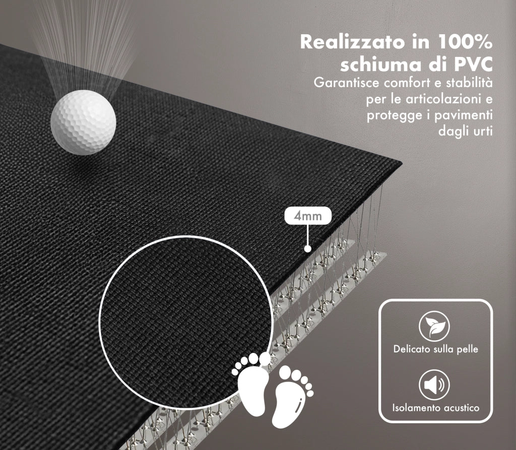 Tappeto Per Esercizi Grande XXL 180 x 200 Cm Antiscivolo Resistente Tappetino Allenamento Casa Palestra Materassino Fitness Pilates Yoga In Pvc Arrotolabile Facile Trasporto  Nero