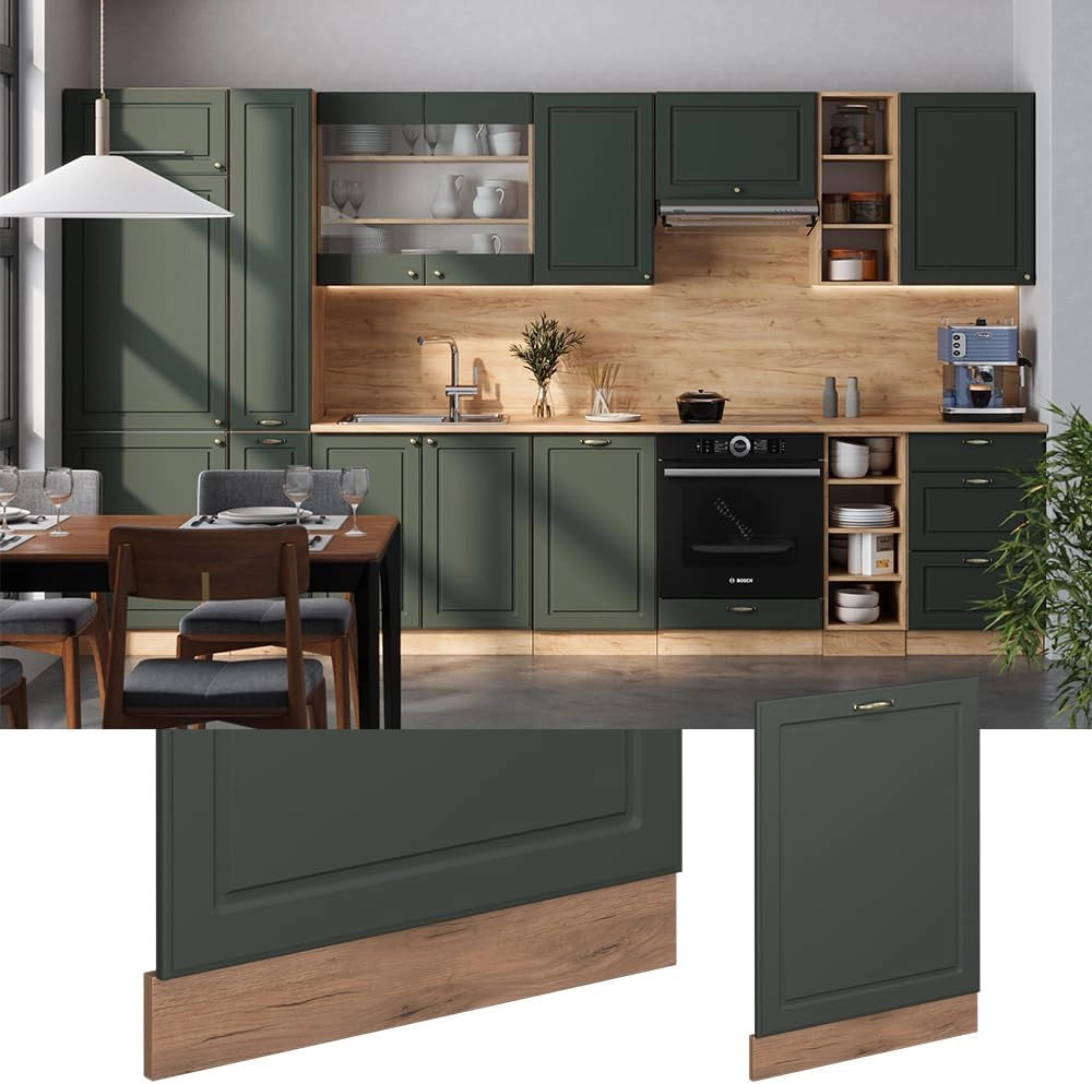 Pannello frontale della lavastoviglie Fame-Line, Verde-oro Country House, 60 cm senza piano di lavoro, per la combinazione con altri moduli della serie Fame-Line