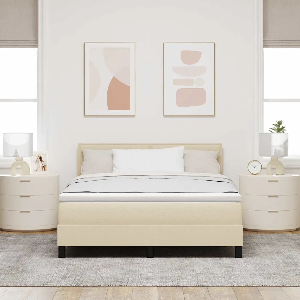 Letto a molle con testiera Crema 160 x 200 cm Tessuto 3338627