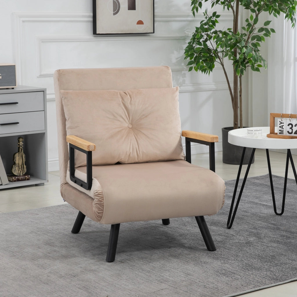 Letto Singolo Pieghevole 4 in 1 con Cuscino ¨C Zephmum ¨C 63x73x81 cm Beige