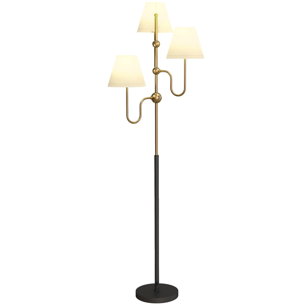 Lampada da Terra 3 Luci ¨C Xylo ¨C Oro 165cm E27 con Interruttore a Pedale