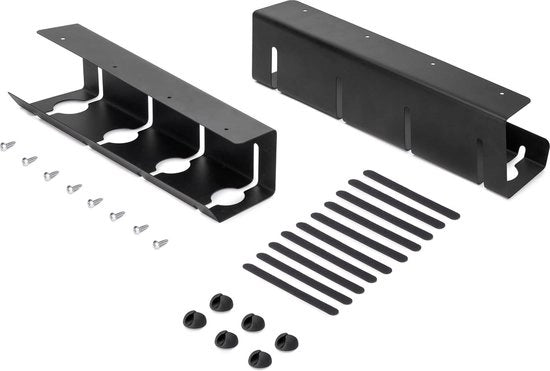 Caricabatterie per cavo da posizionare sotto il tavolo - 2 pezzi - Cassetto per cavi da scrivania - Lunghezza 430 mm - Acciaio - Nera verniciata