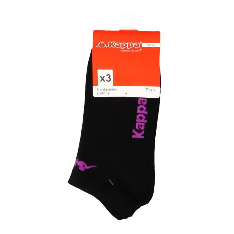 KAPPA CALZA FANTASMINO TAGLIA 39/41 DA DONNA IN MAGLIA JERSEY E COTONE CONFEZIONE DA 3 PAIA NERO