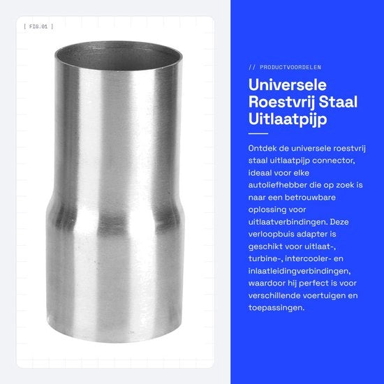 Connettore di scarico in acciaio inossidabile universale - Duraturo e resistente alla corrosione - 57-63 mm - Adattatore di tubo curvo - Adatto per diversi modelli