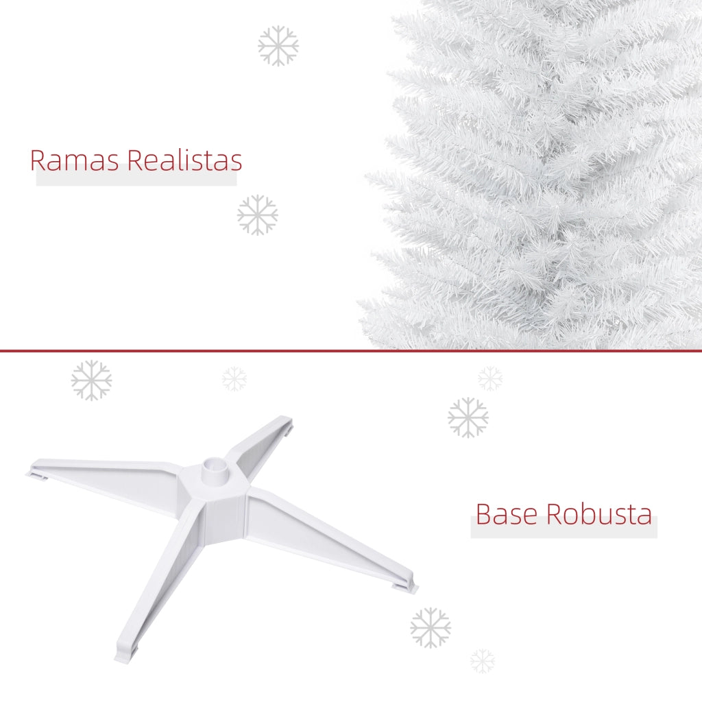Albero di Natale Artificiale Stretto 210 cm 499 Rami Base Scomponibile ¨C zephmum ¨C Bianco
