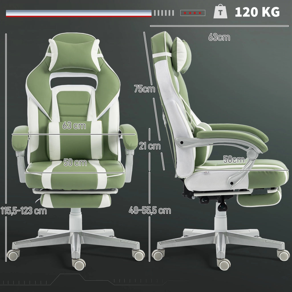 Sedia da Gaming Reclinabile con Poggiapiedi e Schienale Regolabile Verde ¨C Minimal ¨C Tessuto