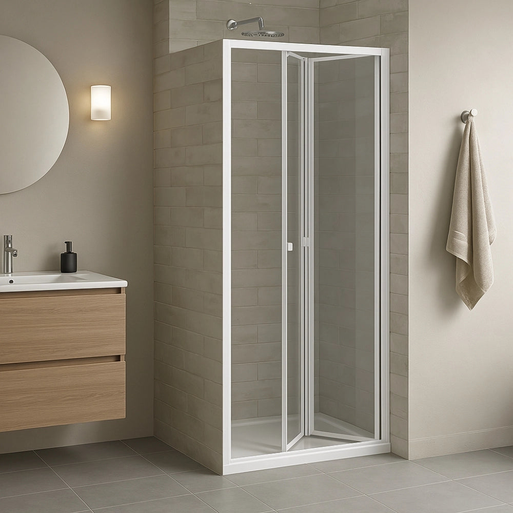 Porta doccia a soffietto book cristallo temprato profilo bianco bianco *** misure 76-80xh190cm trasparente, confezione 1