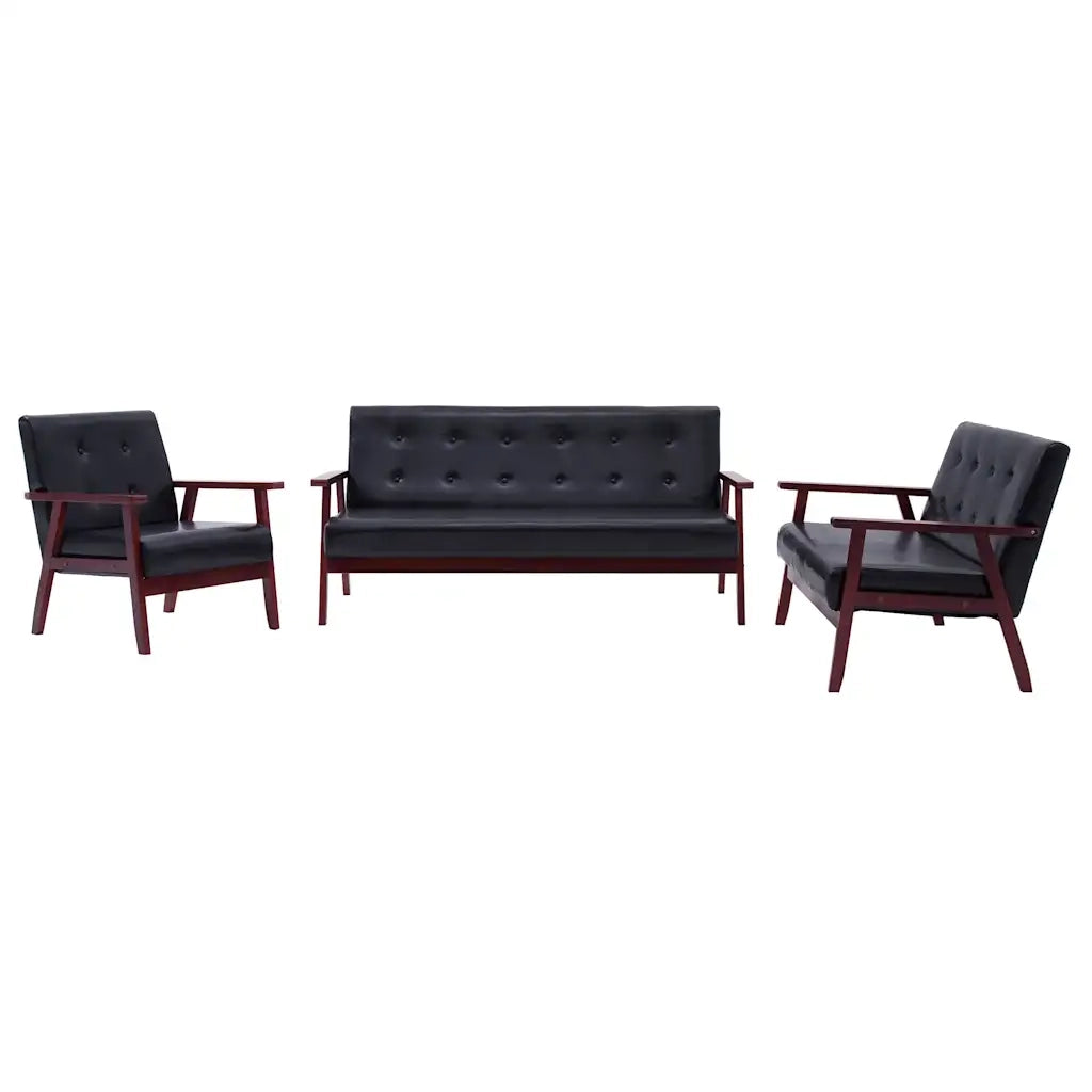 Set di Divani 3 pz Nero in Similpelle 278398