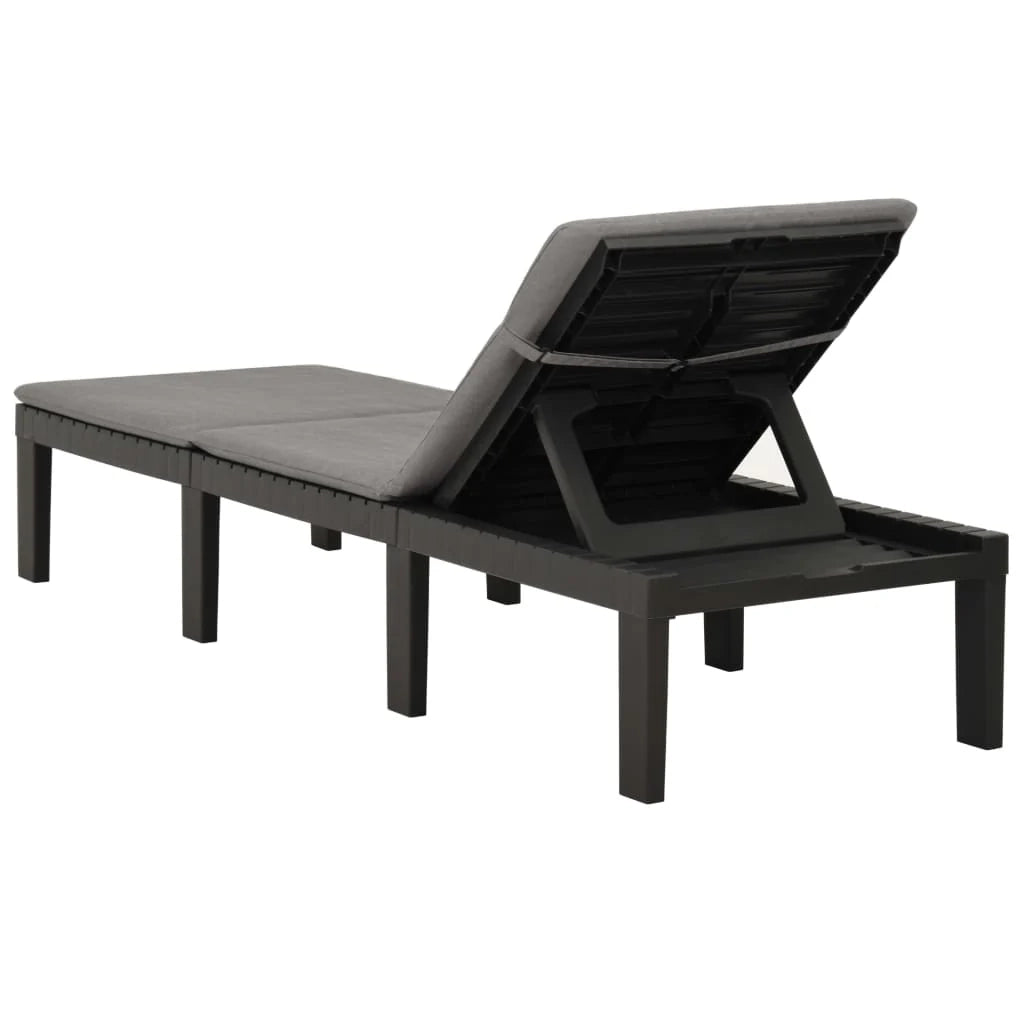 Lettino prendisole sedia a sdraio lettino prendisole letto da giardino mobili da esterno per patio con cuscino in plastica antracite 02_0012500