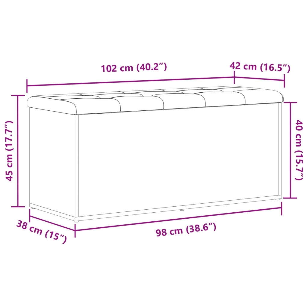 panchina da giardino  Nero Rovere 100x40x45 cm Legno ingegnerizzato