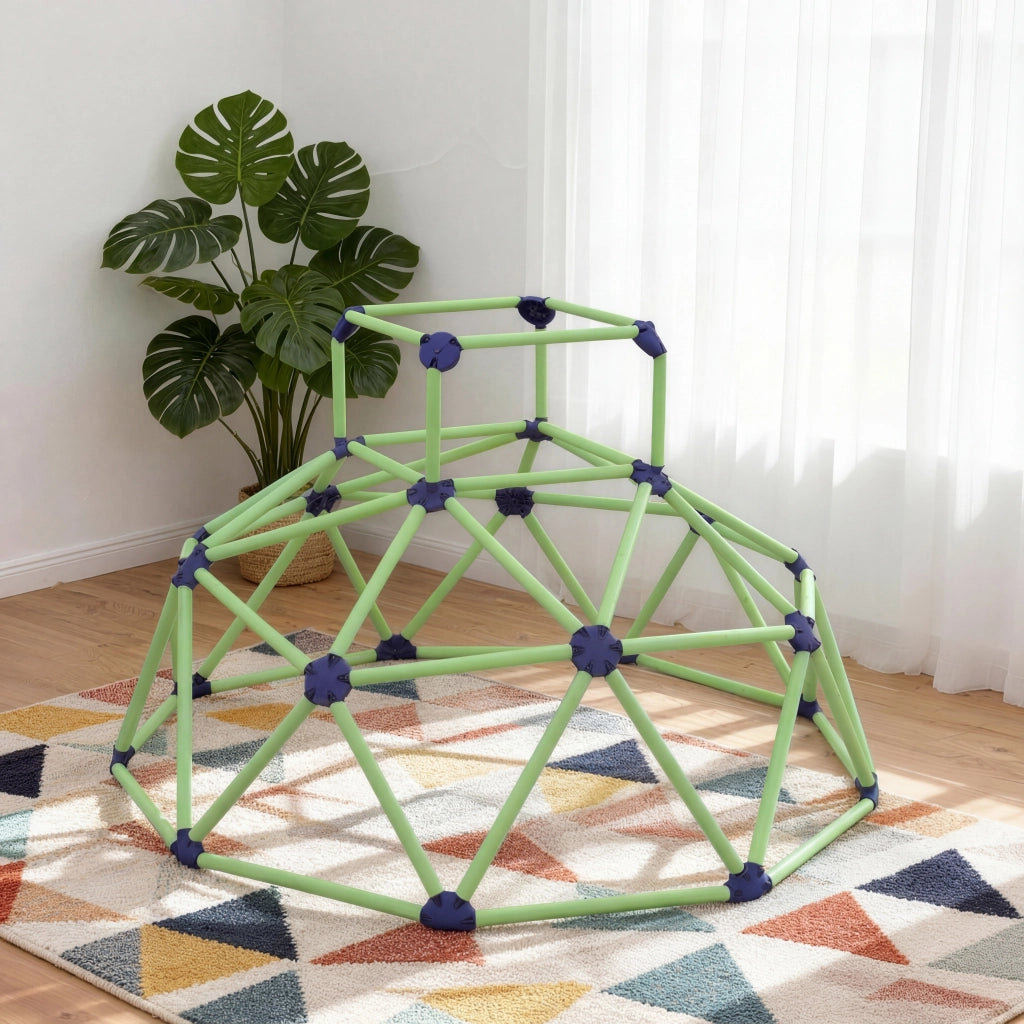 Gioco Arrampicata Bambini 3-8 Anni a Cupola con Bordi Smussati, in PP, 182.5x182.5x119 cm, Verde e Viola