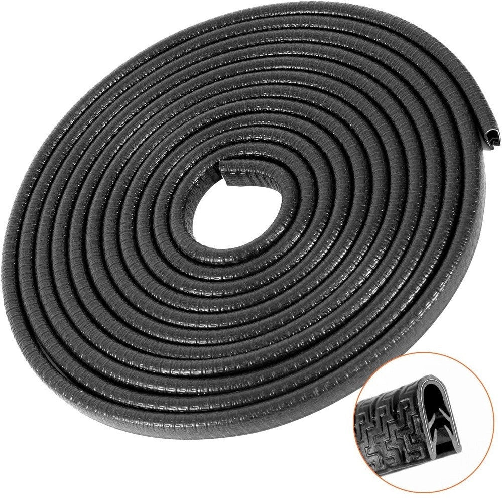 Trade Shop - Protezione Portiera Auto Forma A U Bordi Antigraffio Strisce Protezione Nero 5mt -